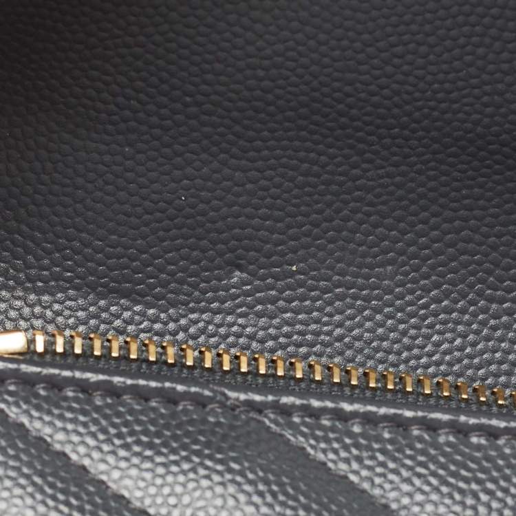 Pre Owned Saint Laurent Grey Matelassé Leather Monogram Trifold Wallet