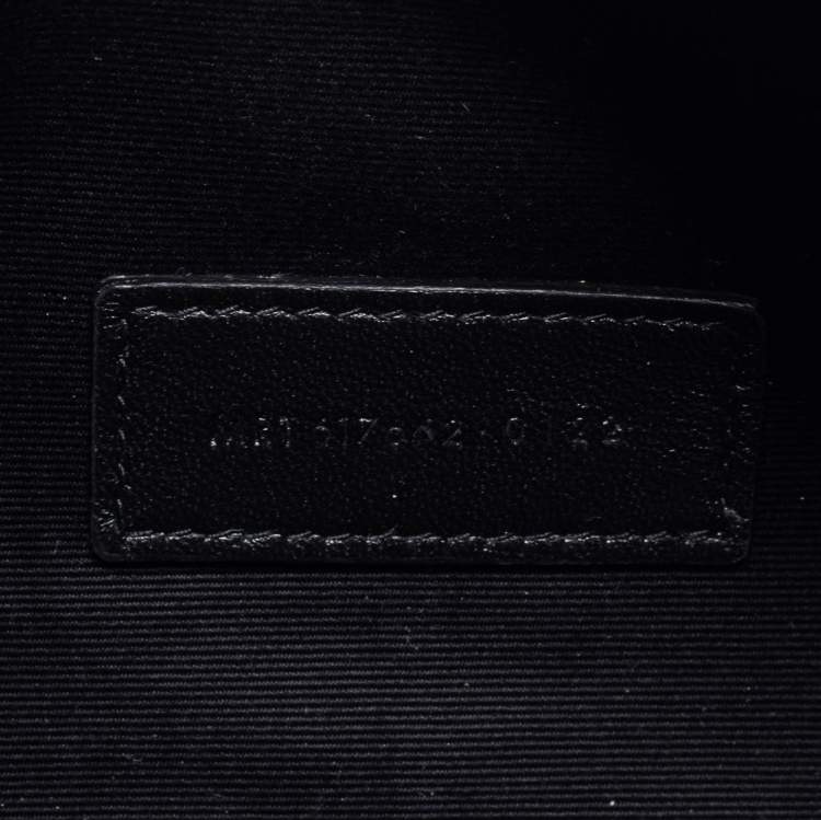 Pre Owned Saint Laurent Black Matelassé Leather Cassandre Wristlet Pouch