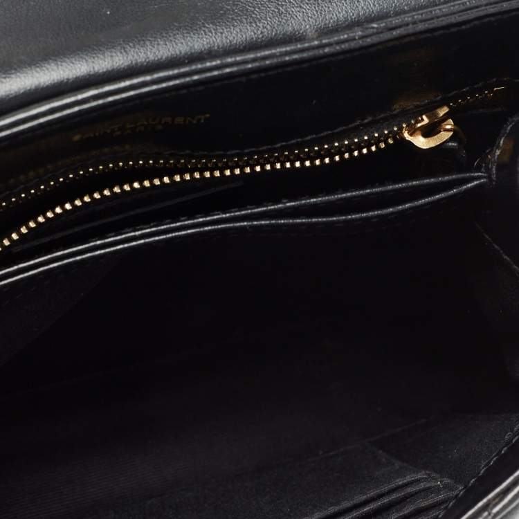 Pre Owned Saint Laurent Black Matelassé Leather Toy Loulou Crossbody Bag
