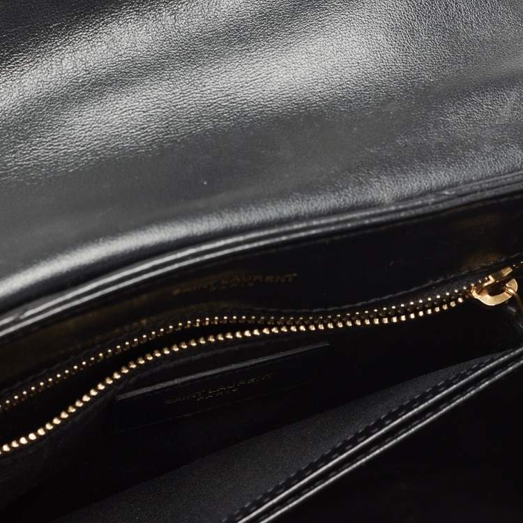 Pre Owned Saint Laurent Black Matelassé Leather Toy Loulou Crossbody Bag
