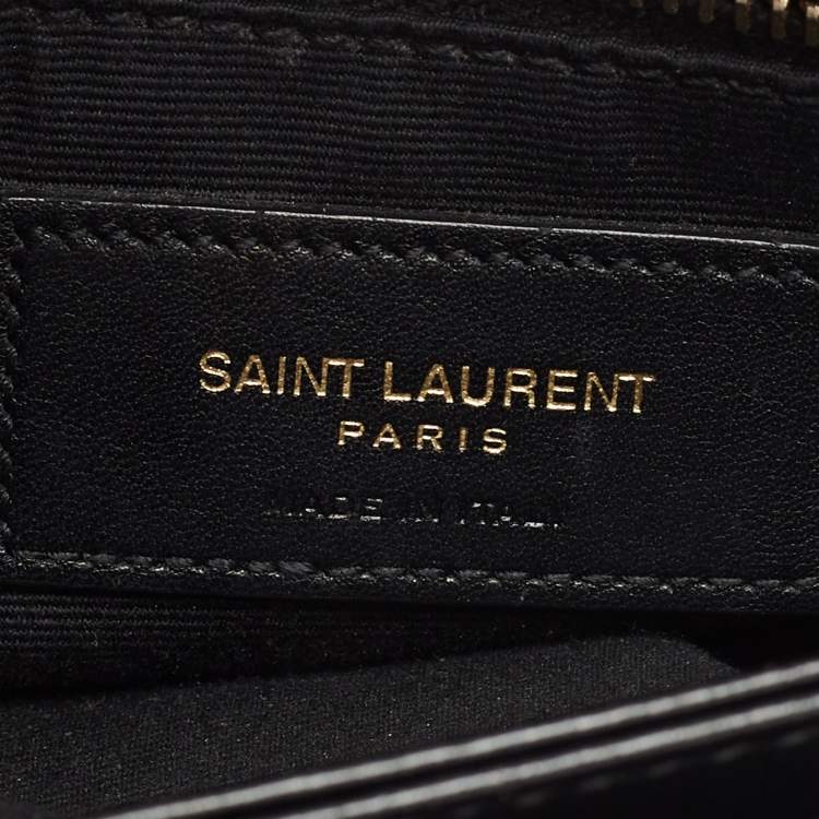 Pre Owned Saint Laurent Black Matelassé Leather Toy Loulou Crossbody Bag