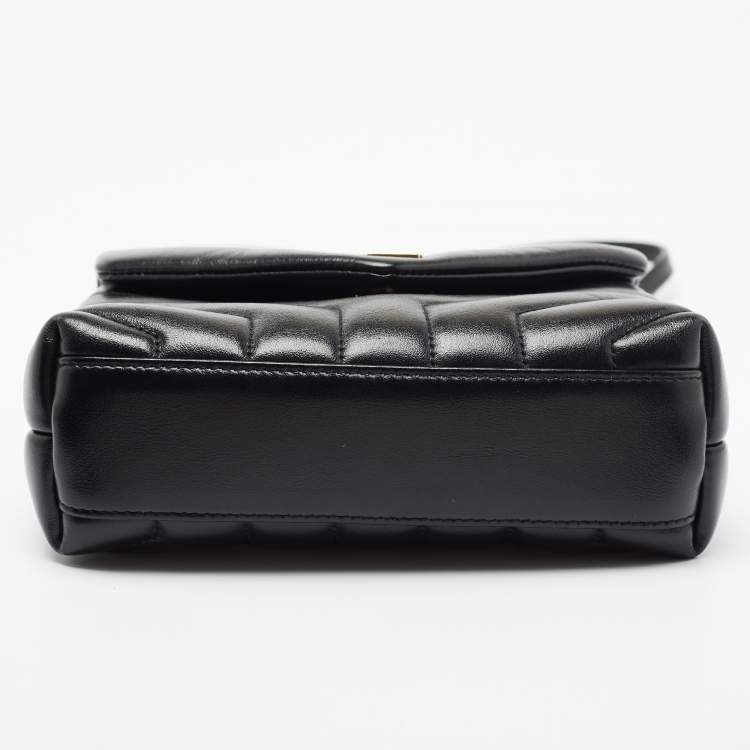 Pre Owned Saint Laurent Black Matelassé Leather Toy Loulou Crossbody Bag