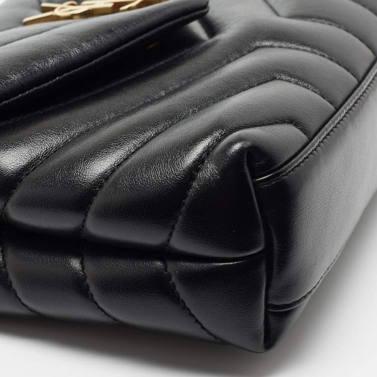 Pre Owned Saint Laurent Black Matelassé Leather Toy Loulou Crossbody Bag