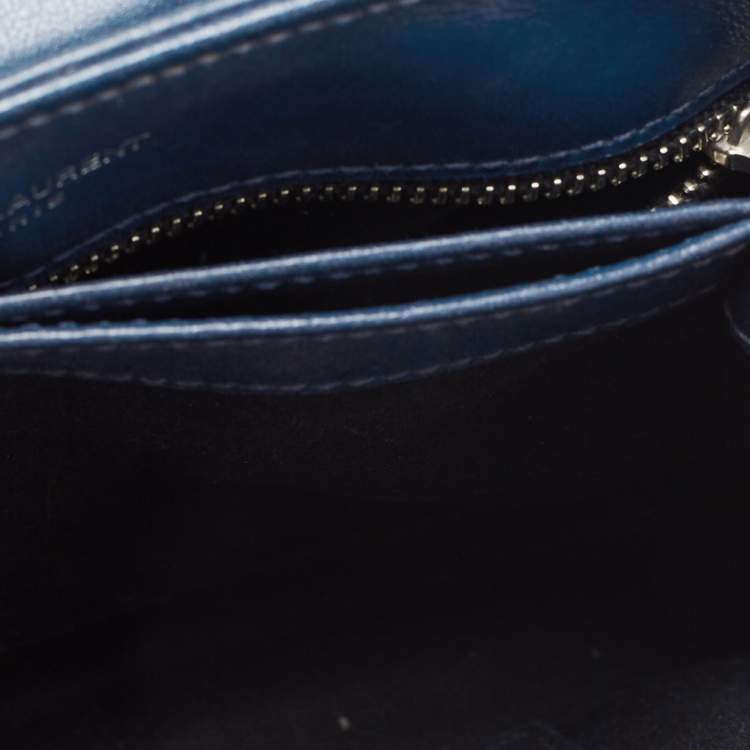 Pre Owned Saint Laurent Navy Blue Matelassé Leather Toy Loulou Crossbody Bag