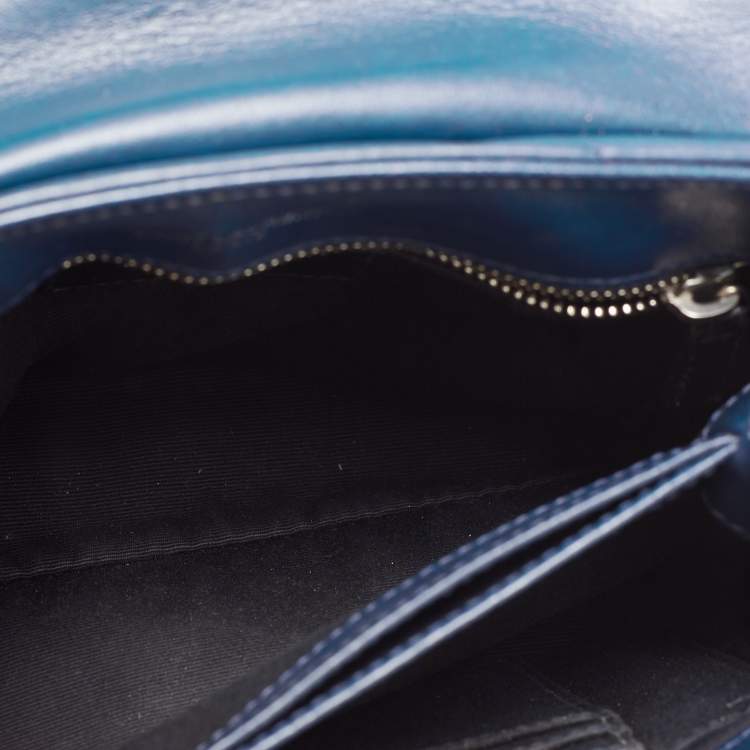 Pre Owned Saint Laurent Navy Blue Matelassé Leather Toy Loulou Crossbody Bag