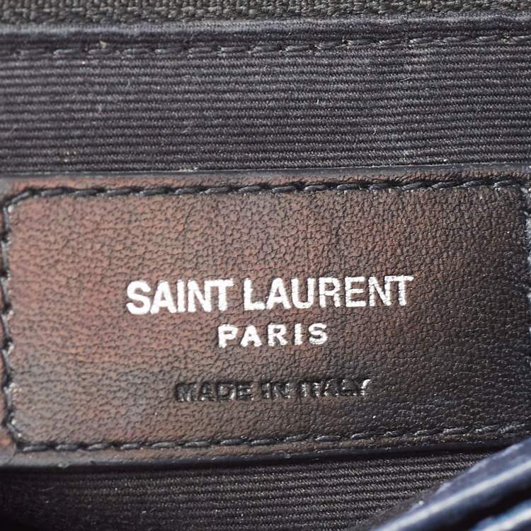 Pre Owned Saint Laurent Navy Blue Matelassé Leather Toy Loulou Crossbody Bag