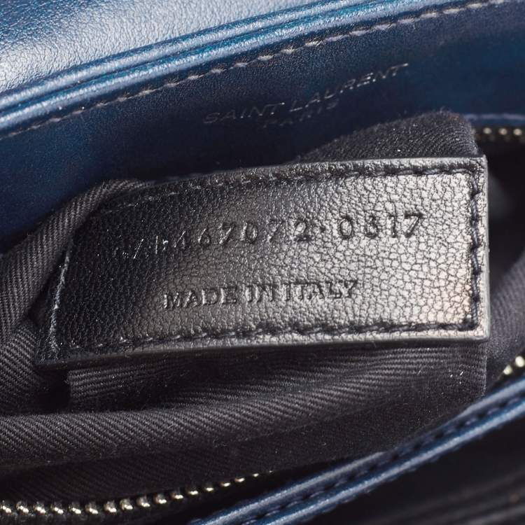 Pre Owned Saint Laurent Navy Blue Matelassé Leather Toy Loulou Crossbody Bag