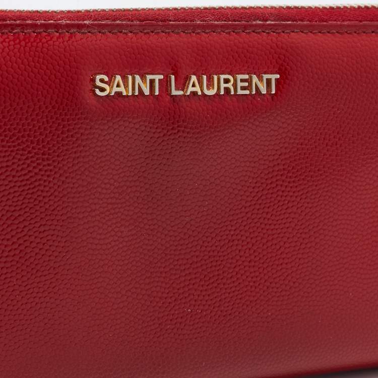 مملوكة مسبقًا Saint Laurent Red Patent Leather Zip Around Wallet