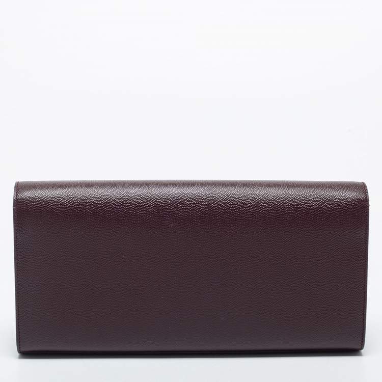 مملوكة مسبقًا Saint Laurent Burgundy Leather Monogram Cassandre Clutch