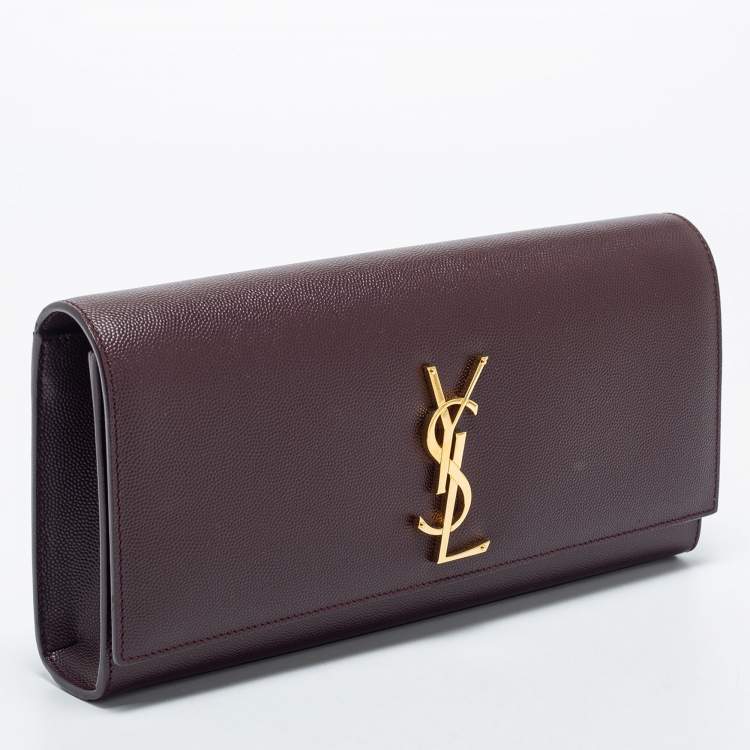 مملوكة مسبقًا Saint Laurent Burgundy Leather Monogram Cassandre Clutch
