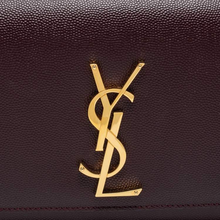 مملوكة مسبقًا Saint Laurent Burgundy Leather Monogram Cassandre Clutch
