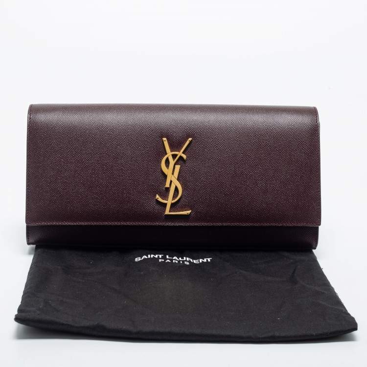مملوكة مسبقًا Saint Laurent Burgundy Leather Monogram Cassandre Clutch
