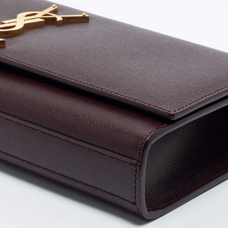 مملوكة مسبقًا Saint Laurent Burgundy Leather Monogram Cassandre Clutch