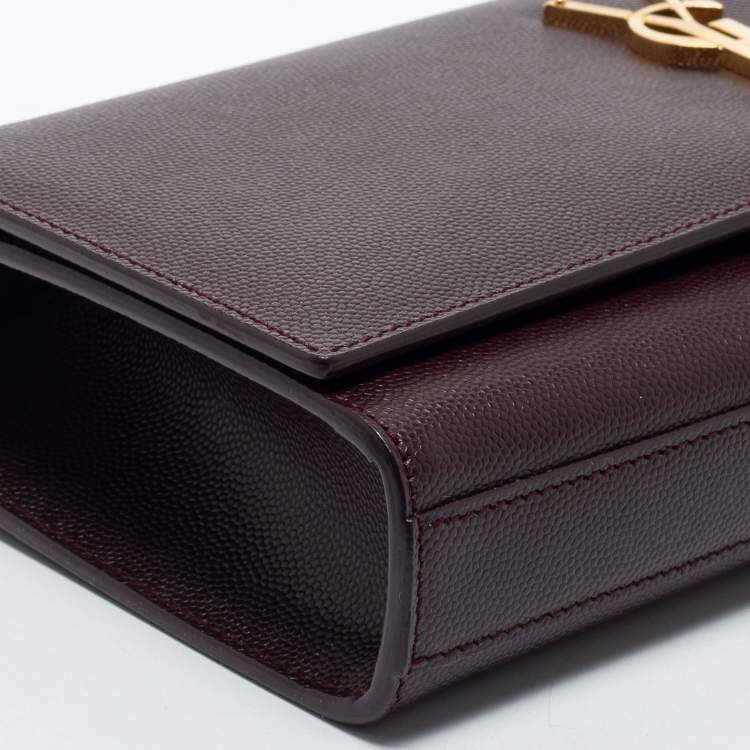 مملوكة مسبقًا Saint Laurent Burgundy Leather Monogram Cassandre Clutch