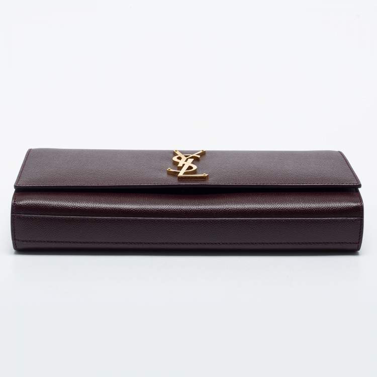 مملوكة مسبقًا Saint Laurent Burgundy Leather Monogram Cassandre Clutch