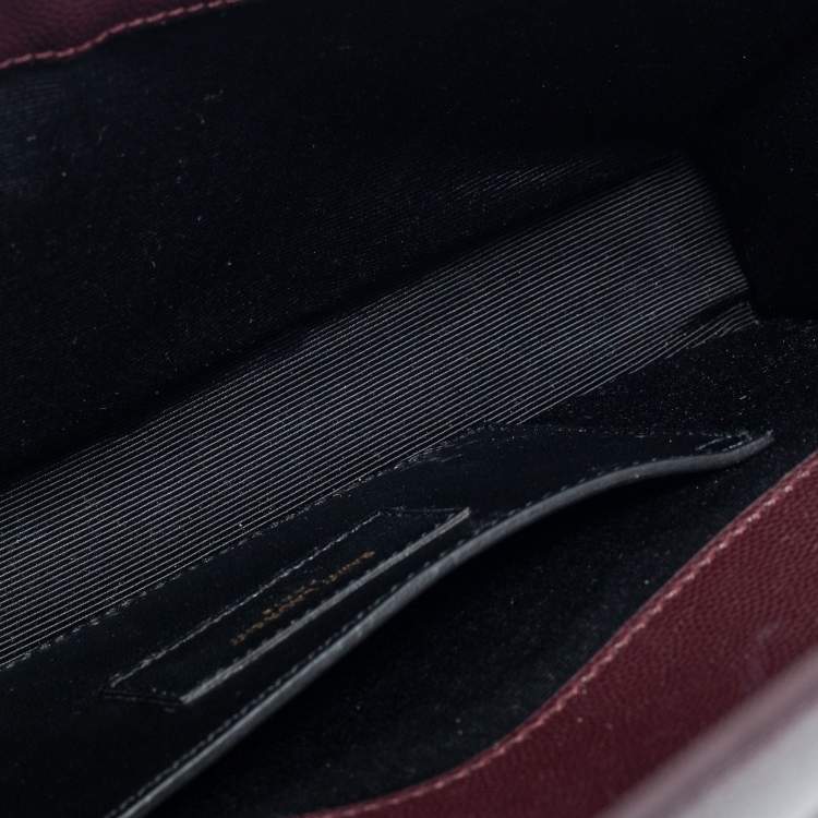 مملوكة مسبقًا Saint Laurent Burgundy Leather Monogram Cassandre Clutch