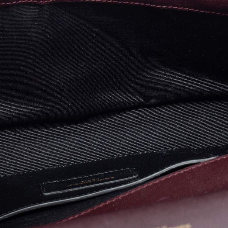 مملوكة مسبقًا Saint Laurent Burgundy Leather Monogram Cassandre Clutch