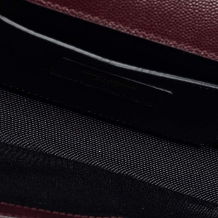 مملوكة مسبقًا Saint Laurent Burgundy Leather Monogram Cassandre Clutch
