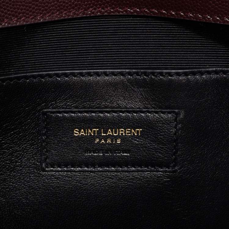 مملوكة مسبقًا Saint Laurent Burgundy Leather Monogram Cassandre Clutch