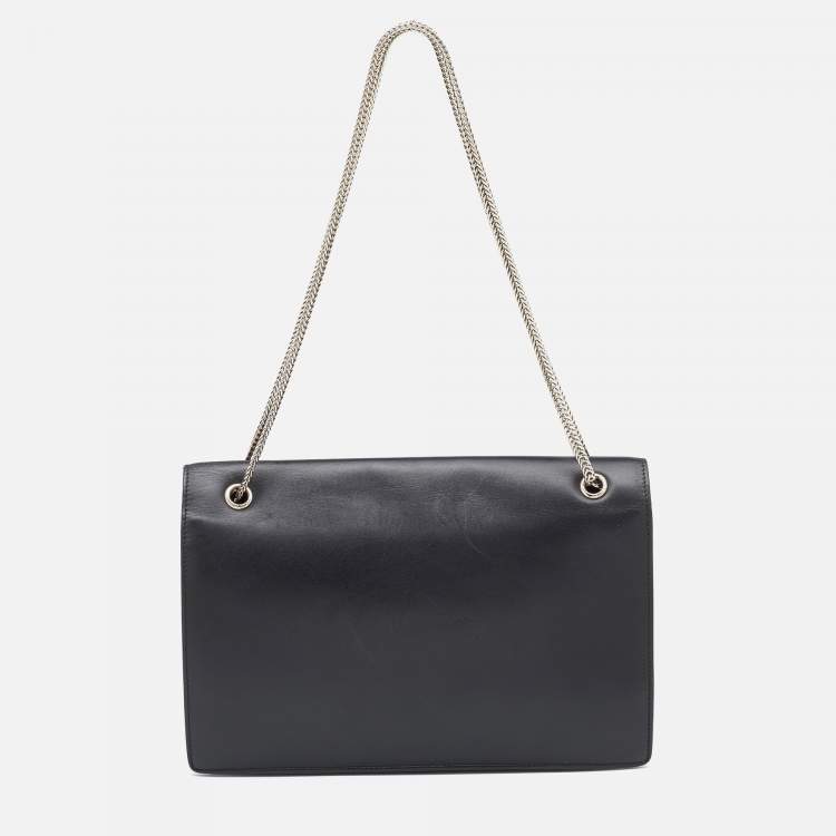 Pre Owned Saint Laurent Black Leather Betty Studded Flap Shoulder Bag