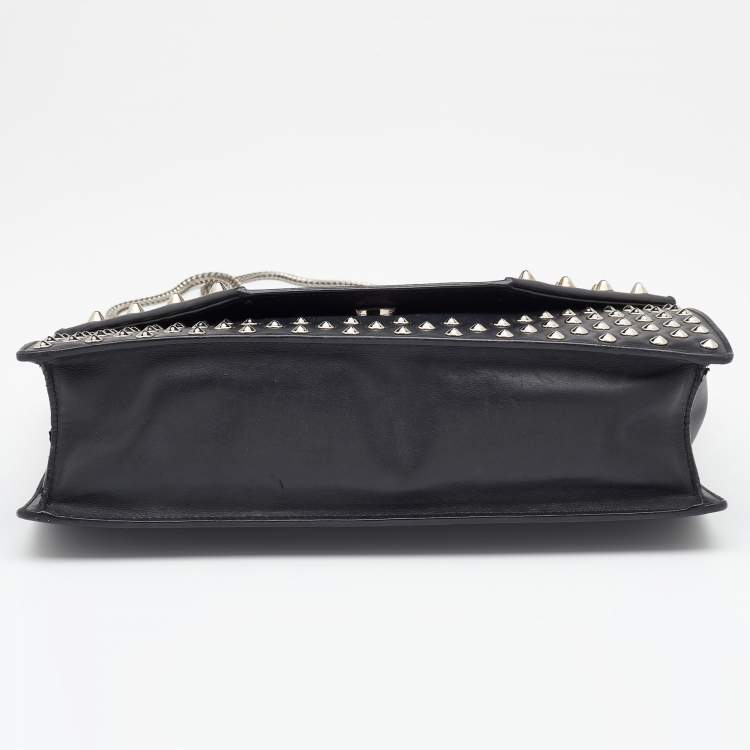 Pre Owned Saint Laurent Black Leather Betty Studded Flap Shoulder Bag