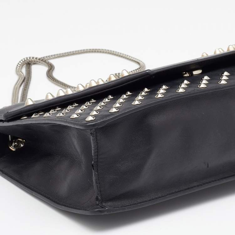 Pre Owned Saint Laurent Black Leather Betty Studded Flap Shoulder Bag