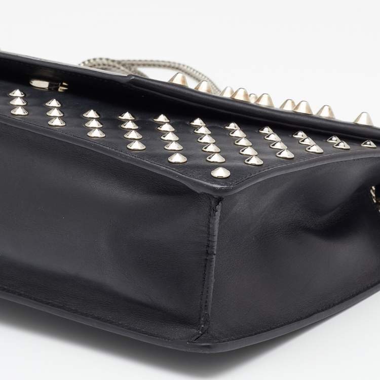 Pre Owned Saint Laurent Black Leather Betty Studded Flap Shoulder Bag