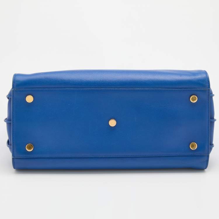 Pre Owned Saint Laurent Blue Leather Small Classic Sac De Jour Tote