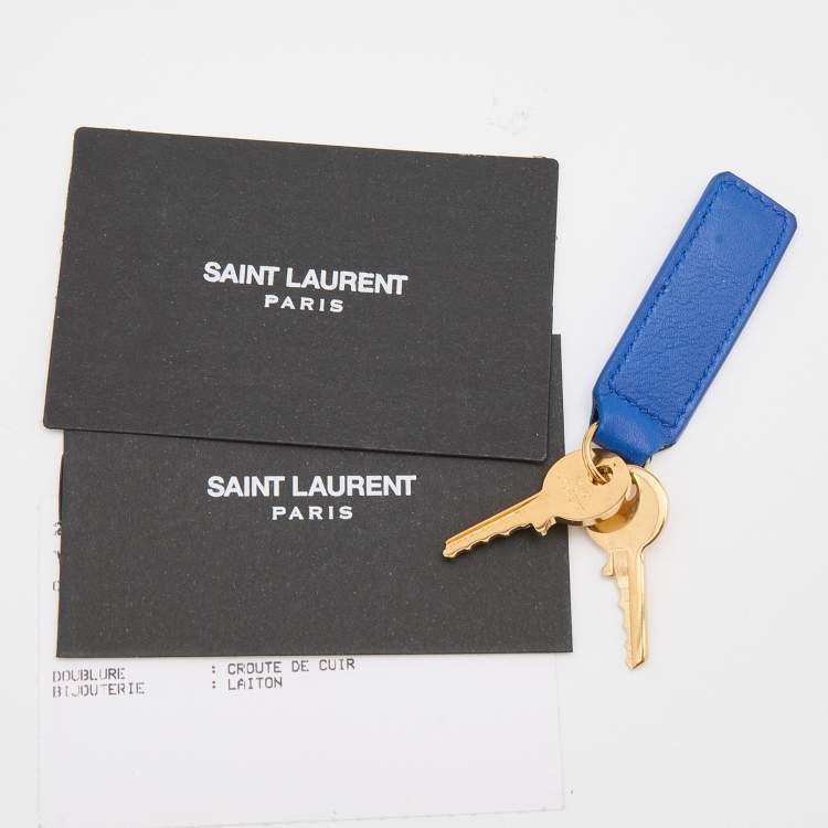 Pre Owned Saint Laurent Blue Leather Small Classic Sac De Jour Tote