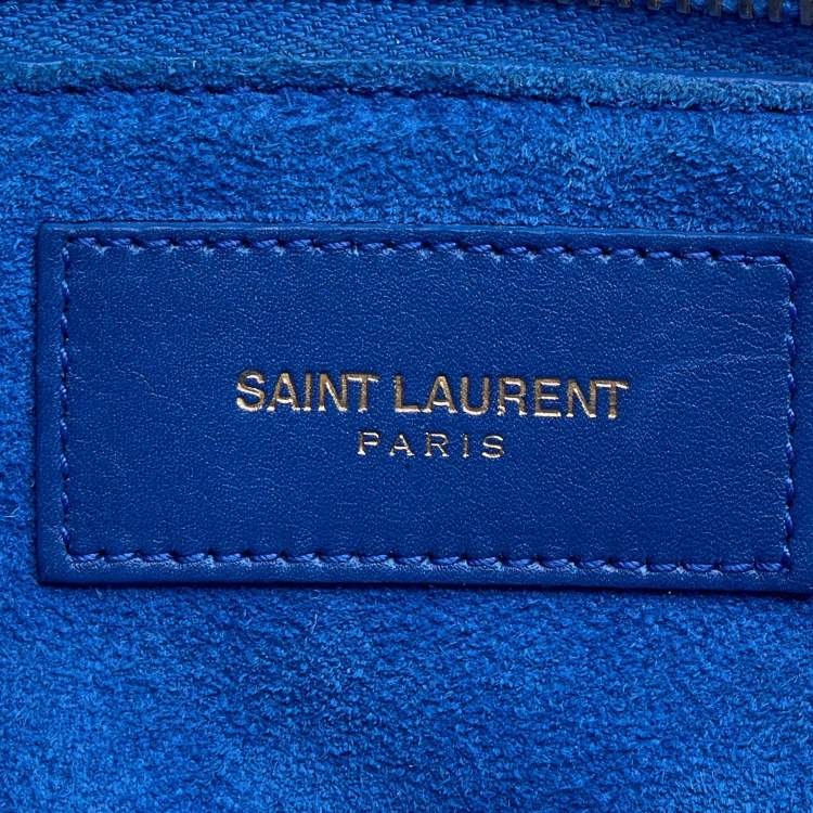 Pre Owned Saint Laurent Blue Leather Small Classic Sac De Jour Tote