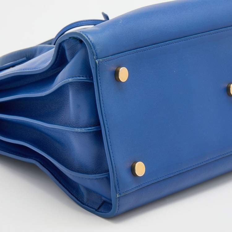 Pre Owned Saint Laurent Blue Leather Small Classic Sac De Jour Tote