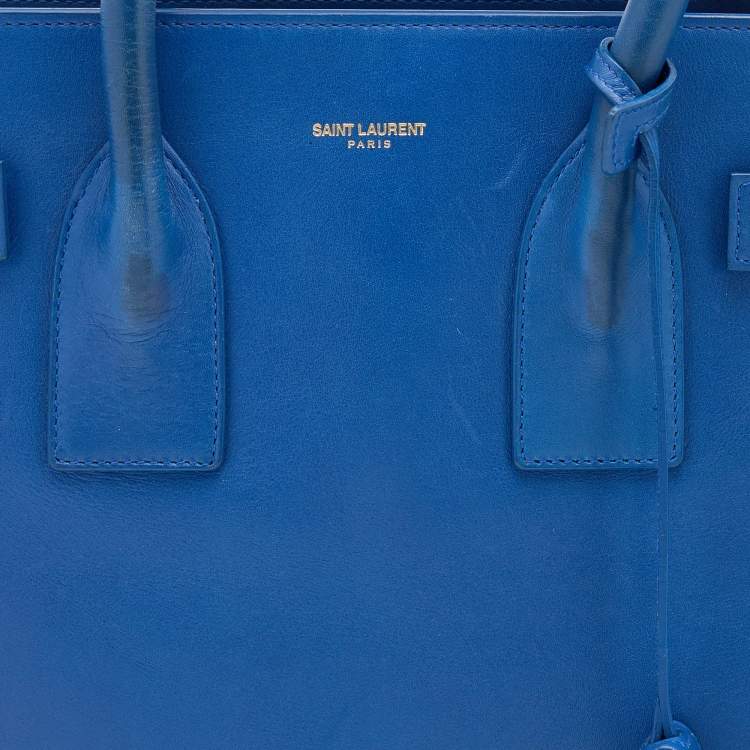 Pre Owned Saint Laurent Blue Leather Small Classic Sac De Jour Tote