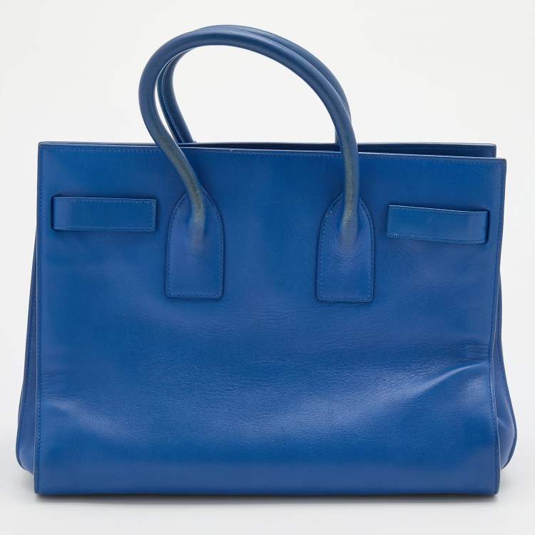 Pre Owned Saint Laurent Blue Leather Small Classic Sac De Jour Tote