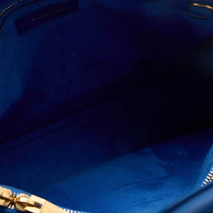 Pre Owned Saint Laurent Blue Leather Small Classic Sac De Jour Tote