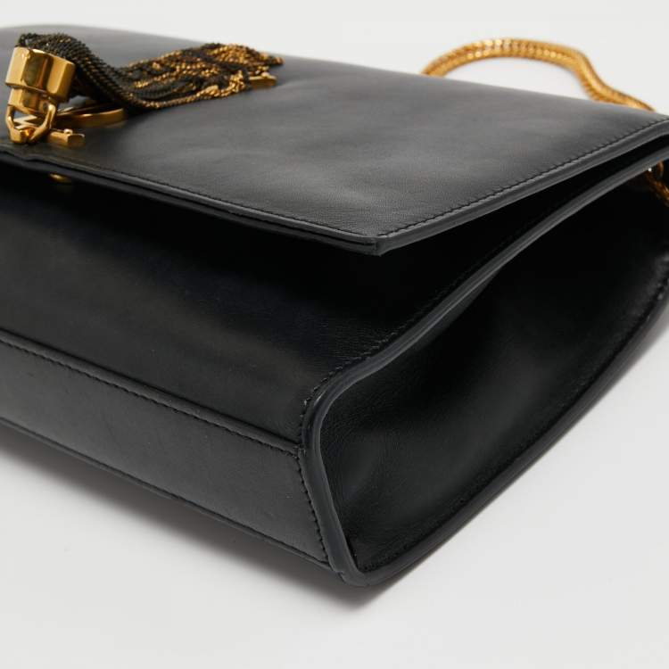 Pre Owned Saint Laurent Black Leather Medium Kate Tassel Shoulder Bag