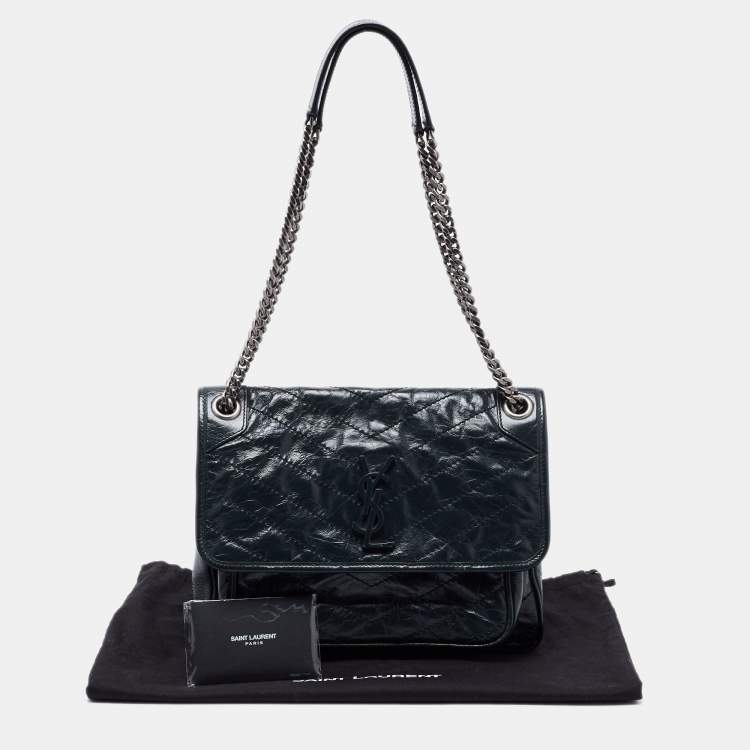 Pre Owned Saint Laurent Dark Green Aged Leather Medium Nikki Shoulder bag