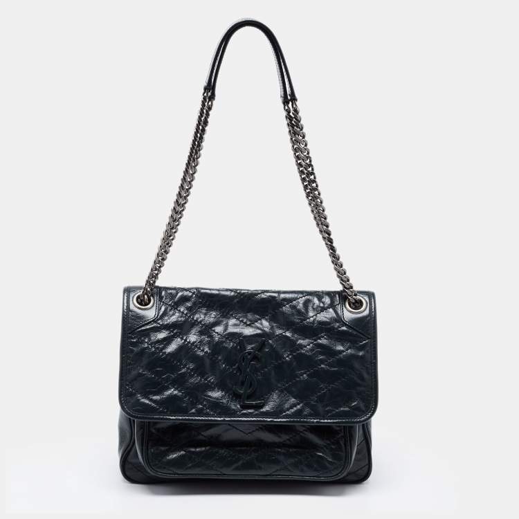 Pre Owned Saint Laurent Dark Green Aged Leather Medium Nikki Shoulder bag