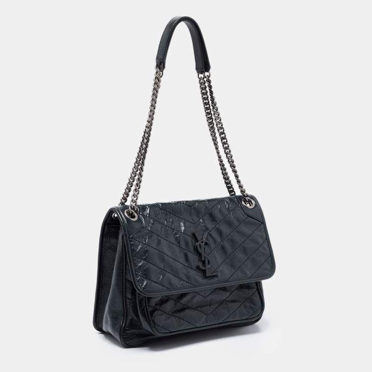 Pre Owned Saint Laurent Dark Green Aged Leather Medium Nikki Shoulder bag