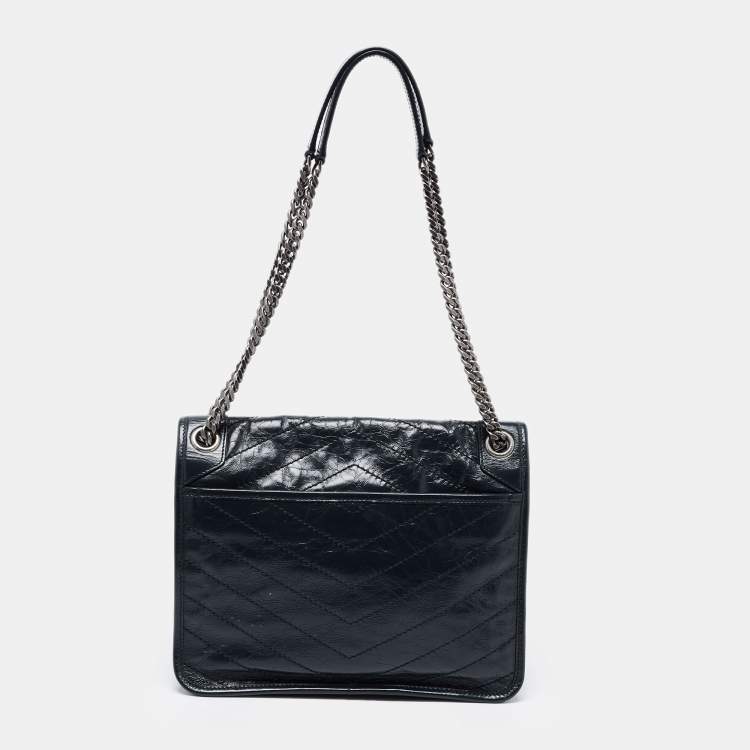 Pre Owned Saint Laurent Dark Green Aged Leather Medium Nikki Shoulder bag