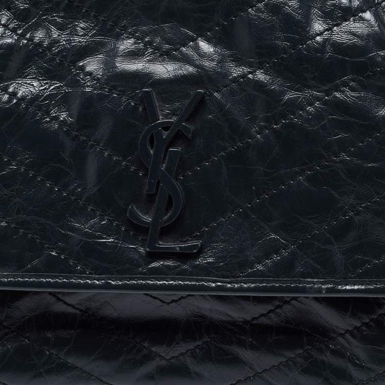 Pre Owned Saint Laurent Dark Green Aged Leather Medium Nikki Shoulder bag