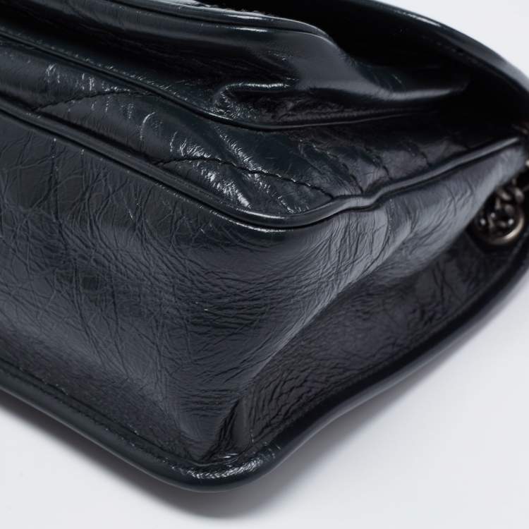 Pre Owned Saint Laurent Dark Green Aged Leather Medium Nikki Shoulder bag
