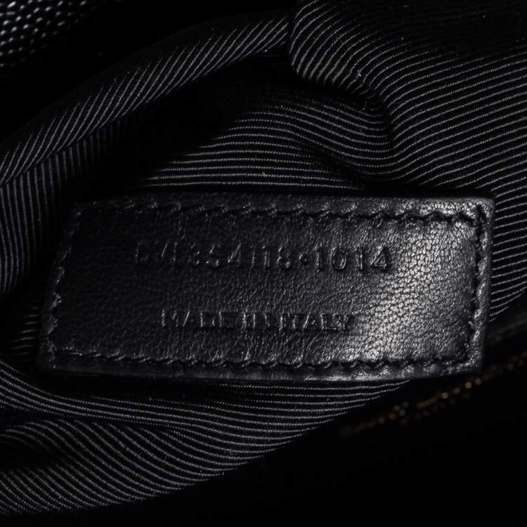Pre Owned Saint Laurent Black Matelasse Leather Large Monogram Envelope Shoulder Bag