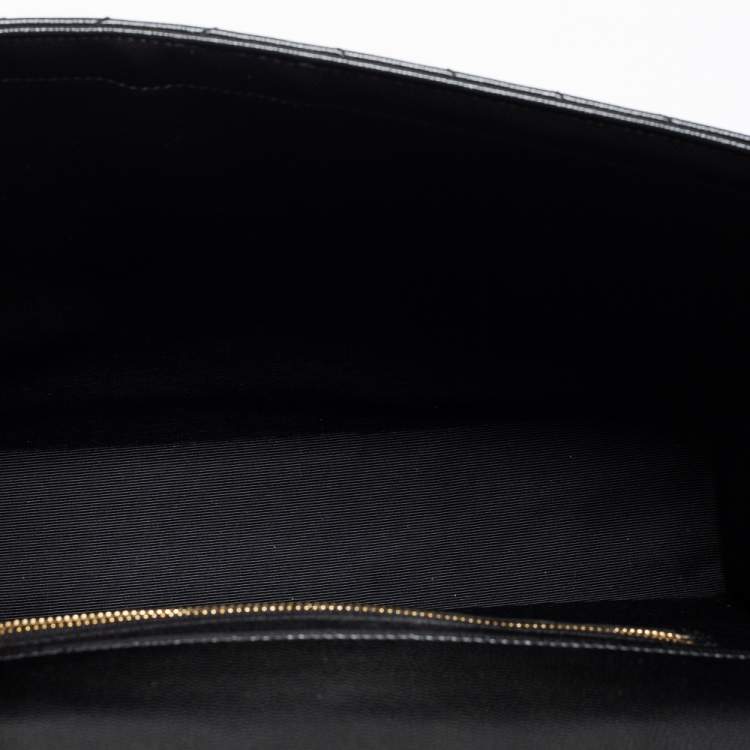 Pre Owned Saint Laurent Black Matelasse Leather Large Monogram Envelope Shoulder Bag