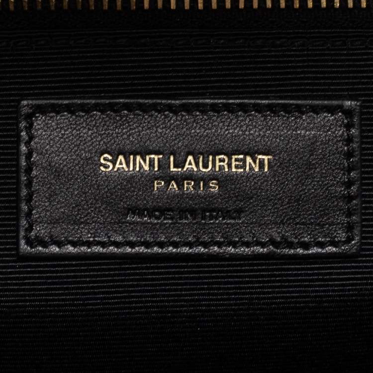 Pre Owned Saint Laurent Black Matelasse Leather Large Monogram Envelope Shoulder Bag
