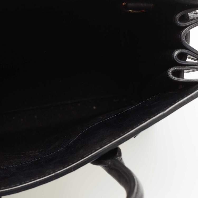 Pre Owned Saint Laurent Off White/Black Leather Nano Classic Sac De Jour Tote