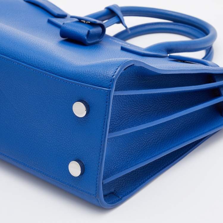 Pre Owned Saint Laurent Blue Leather Baby Classic Sac De Jour Tote
