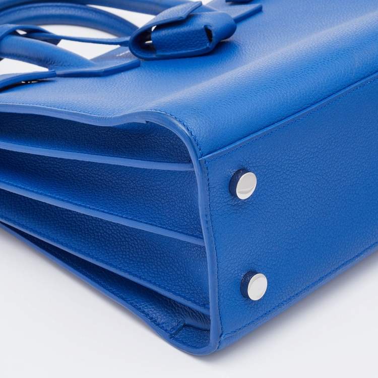 Pre Owned Saint Laurent Blue Leather Baby Classic Sac De Jour Tote