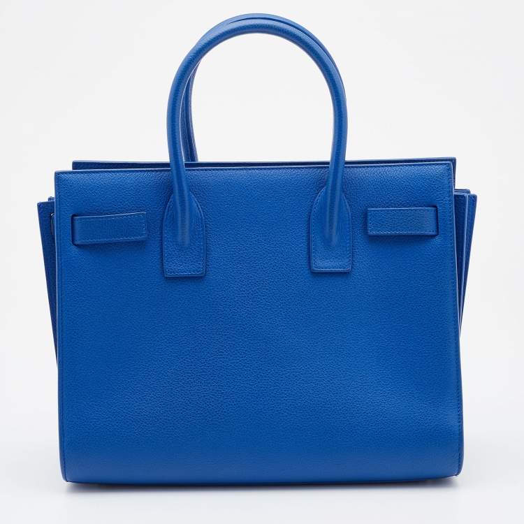 Pre Owned Saint Laurent Blue Leather Baby Classic Sac De Jour Tote