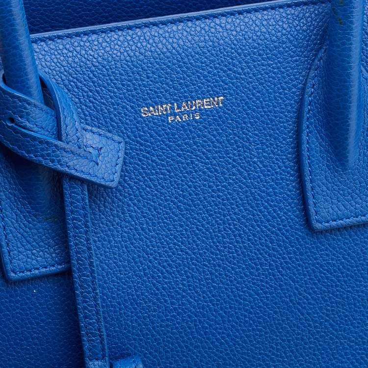 Pre Owned Saint Laurent Blue Leather Baby Classic Sac De Jour Tote