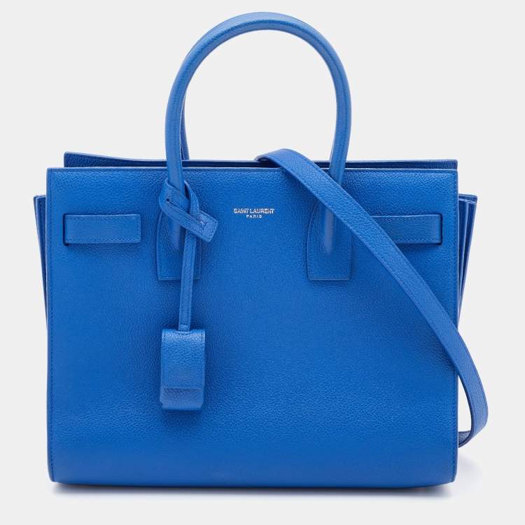 Pre Owned Saint Laurent Blue Leather Baby Classic Sac De Jour Tote
